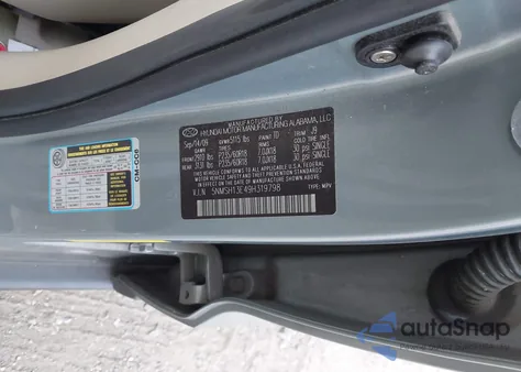 2009 Hyundai Santa Fe Limited z USA, uszkodzony, nr VIN 5NMSH13E49H319798